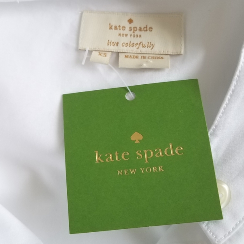 Kate Spade New York Poplin Tie Neck Shirt - Picture 3 of 7
